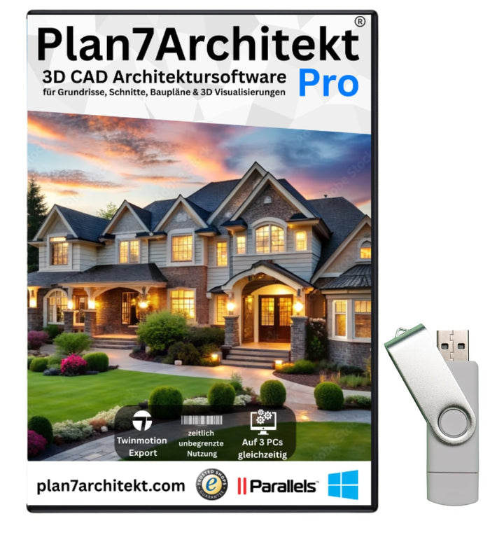 Plan7Architekt Pro 3 - Professionelle 3D CAD Architektur & Hausplaner Software, Grundriss Programm,