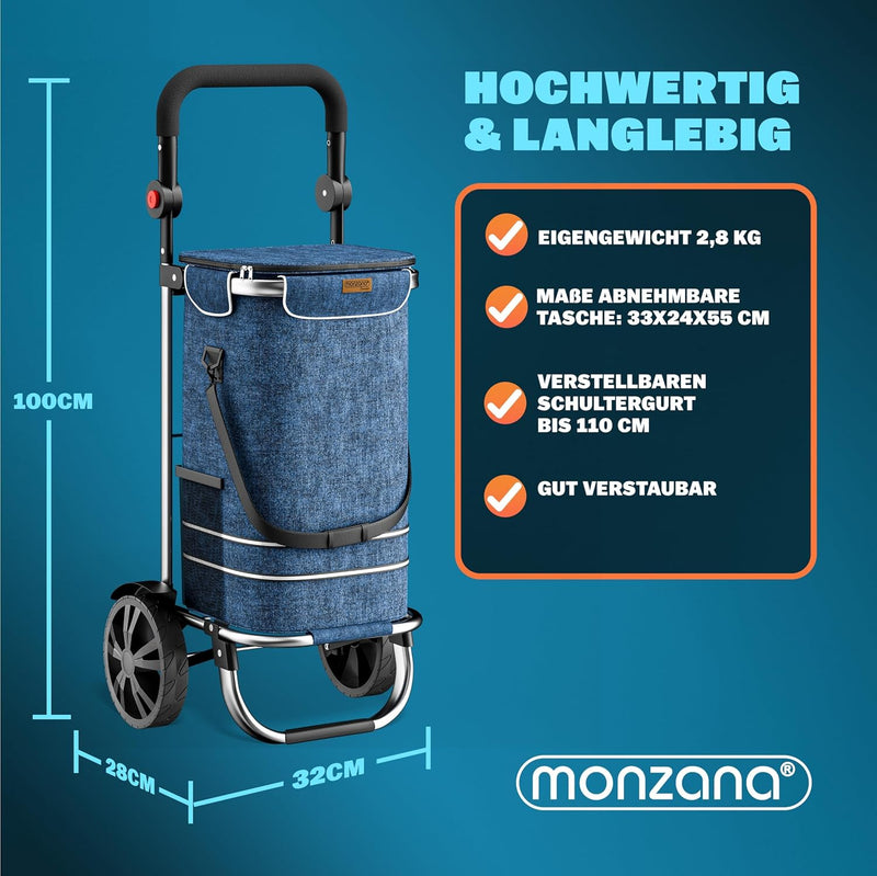 Monzana 2in1 Einkaufstrolley 56L bis 50 kg klappbar abnehmbare Tasche Handwagen Einkaufswagen Einkau