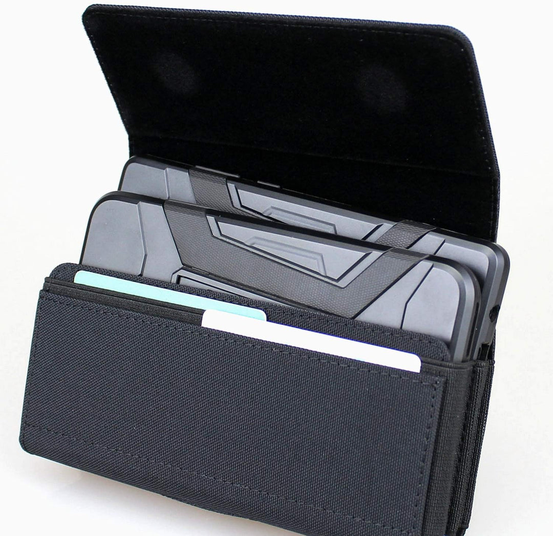 aubaddy Gürteltasche für Zwei Handys, Querformat, Nylon Double Decker Gürtelclip für iPhone 11 Pro M