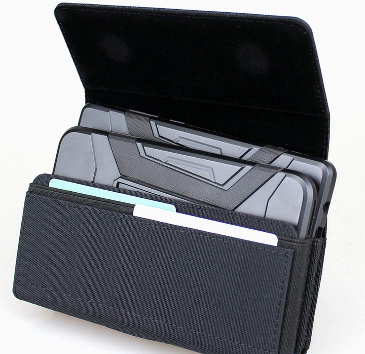 aubaddy Gürteltasche für Zwei Handys, Querformat, Nylon Double Decker Gürtelclip für iPhone 11 Pro M