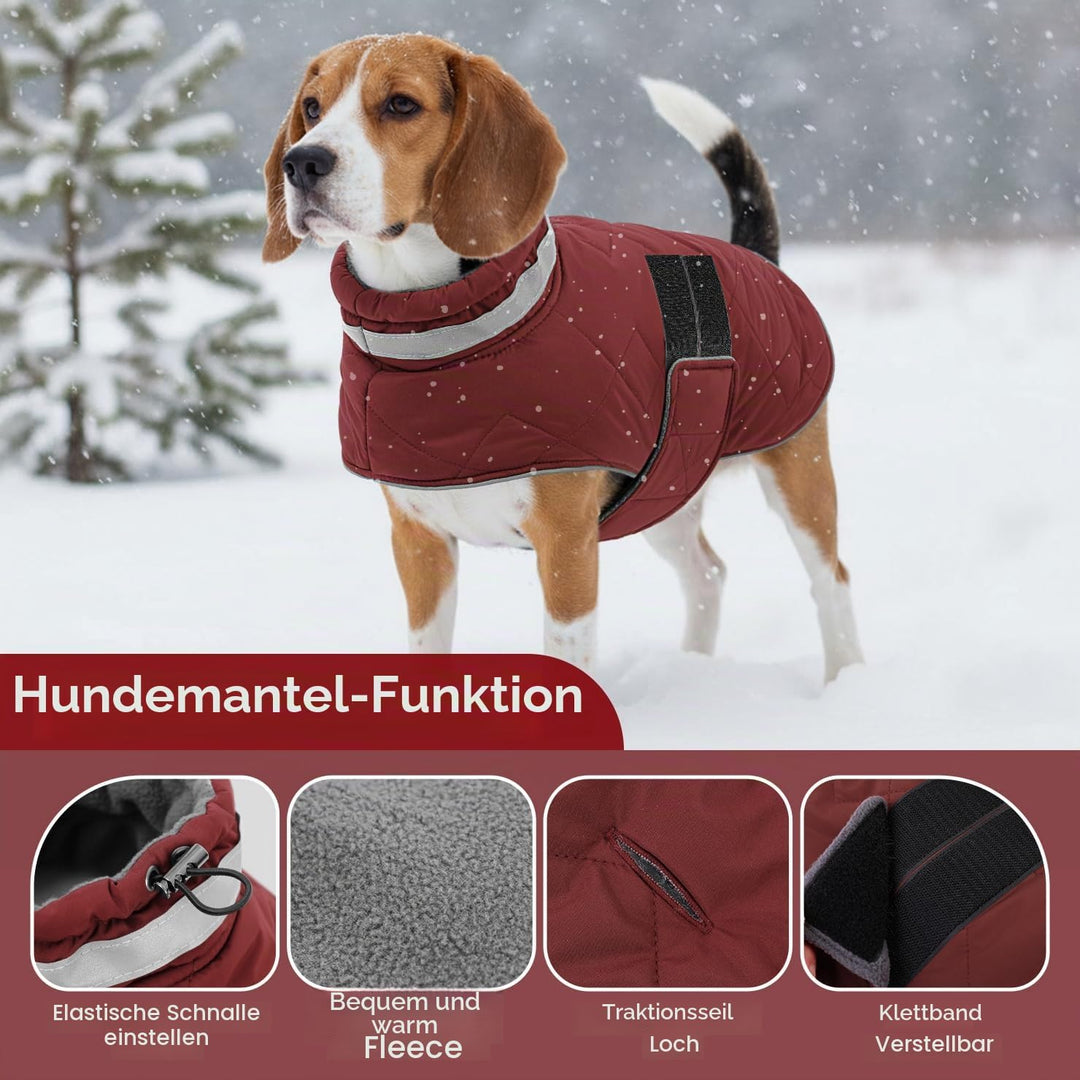 ASENKU Hundemantel Winter - Wasserdicht &amp; Fleecegefüttert für kleine Hunde S Rot, S Rot