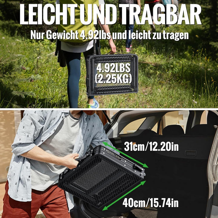 GARLLEN Grilltisch klappbar, 58x40cm & 3 Höhenverstellbar(26/48/70cm), Leicht und Tragbar, Klapptisc