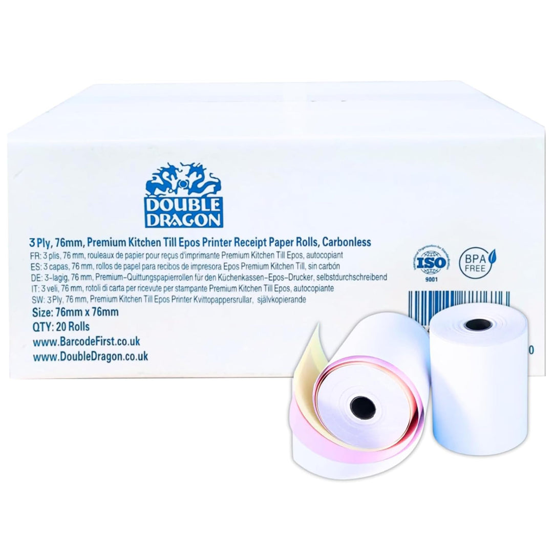 EPOS Kassen-Drucker, 3-lagig, 3-lagig, Karbonlos, EPOS-Kassen-Drucker, Quittungsrollen, Box mit 20 S