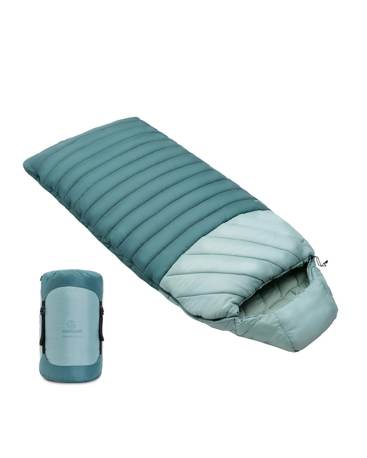 Justcamp Melvin XXL 4 Schlafsack für Erwachsene, Camping Schlafsack 3-Jahreszeiten, Mint