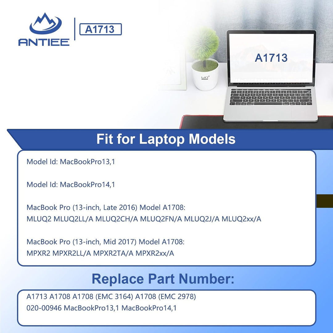 A1708 A1713 Akku für MacBook Pro 13 Zoll A1708(Late 2016 Mid 2017 EMC 2978 3164,A2171 Laptop Akku fü