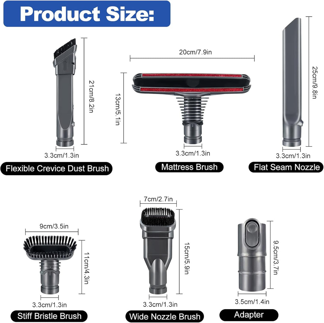 Dyson Fugendüsenbürsten 6er-Pack für DC32, DC33, DC19, DC19 T2, DC20 - Grau - Kombi-Polsterbürste, M