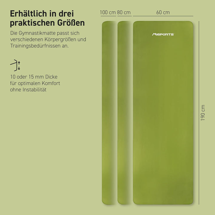 MSPORTS Gymnastikmatte Premium inkl. Tragegurt + Übungsposter + Workout App I Hautfreundliche Fitnes