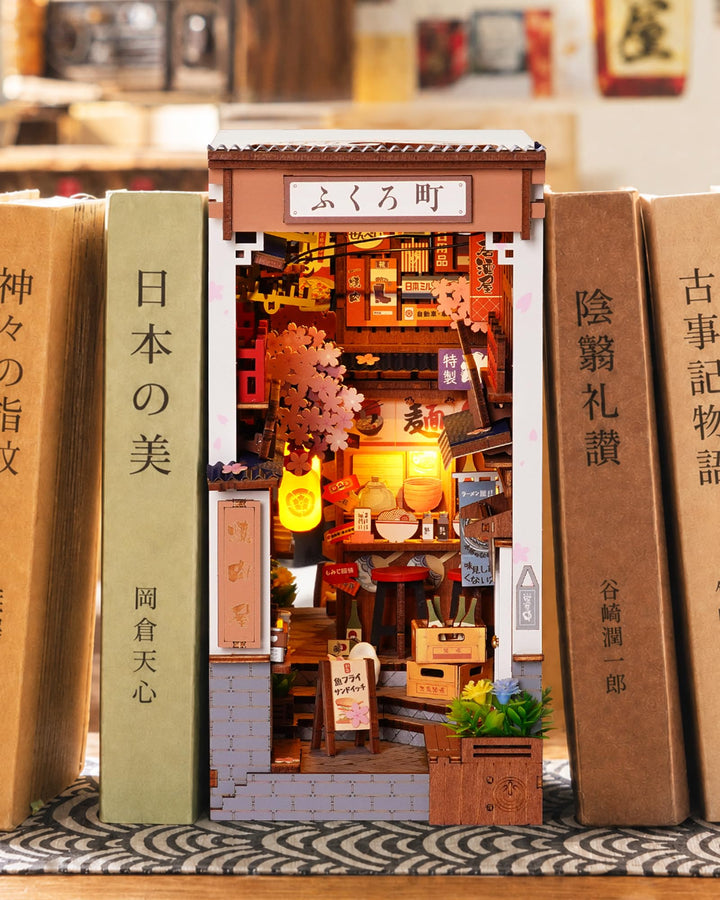 Rolife Book Nook Kit Sakura Weinallee Booknook Japanischer Stil Izakaya DIY Miniaturhaus Kit für Erw