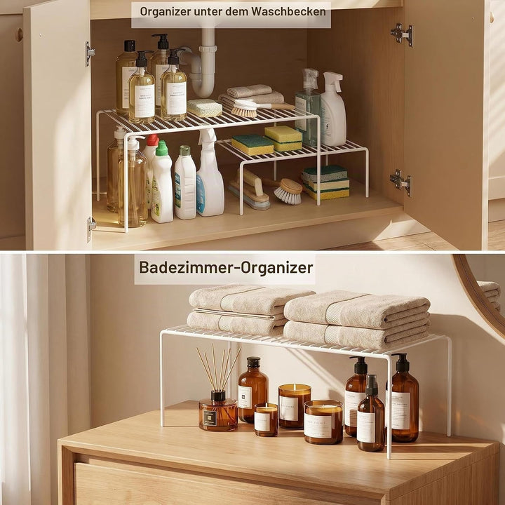 IPEGTOP Küche-Schrank-Organisator, Set von 4 grossen (40 x 24 cm) rostfreien Edelstahl-Gitternregale
