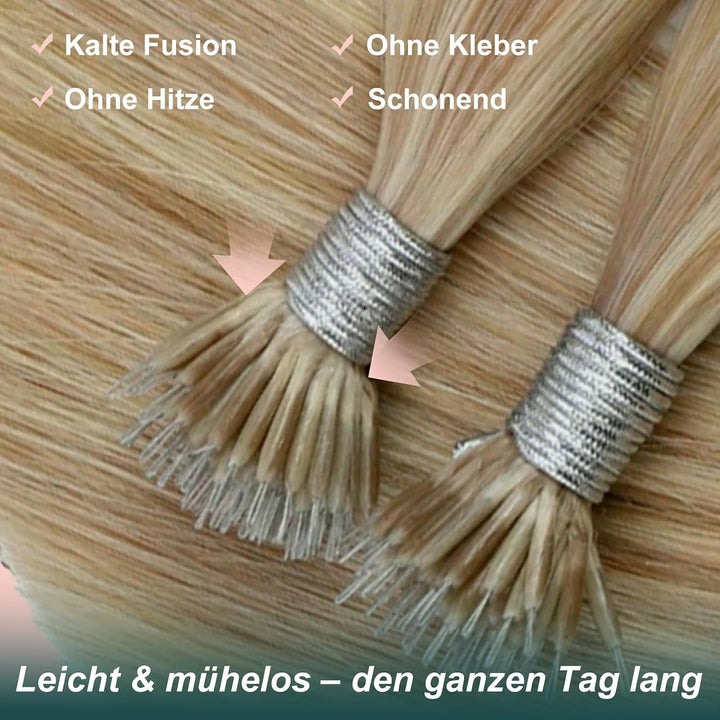 Easyouth Extensions Nanoring Echthaar Blond Nanoring Extensions Echthaar Aschblond Highlight Mittelb