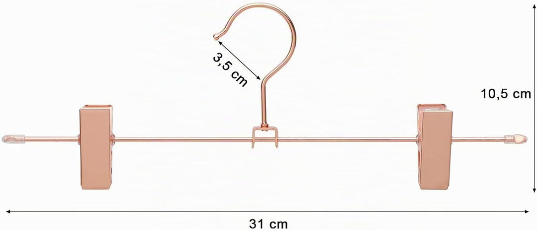SONGMICS Hosenbügel aus Metall, 10 Stück, Kleiderbügel, 31 cm, mit 2 rutschfesten Clips, für Röcke,