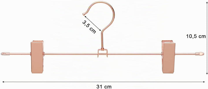SONGMICS Hosenbügel aus Metall, 10 Stück, Kleiderbügel, 31 cm, mit 2 rutschfesten Clips, für Röcke,