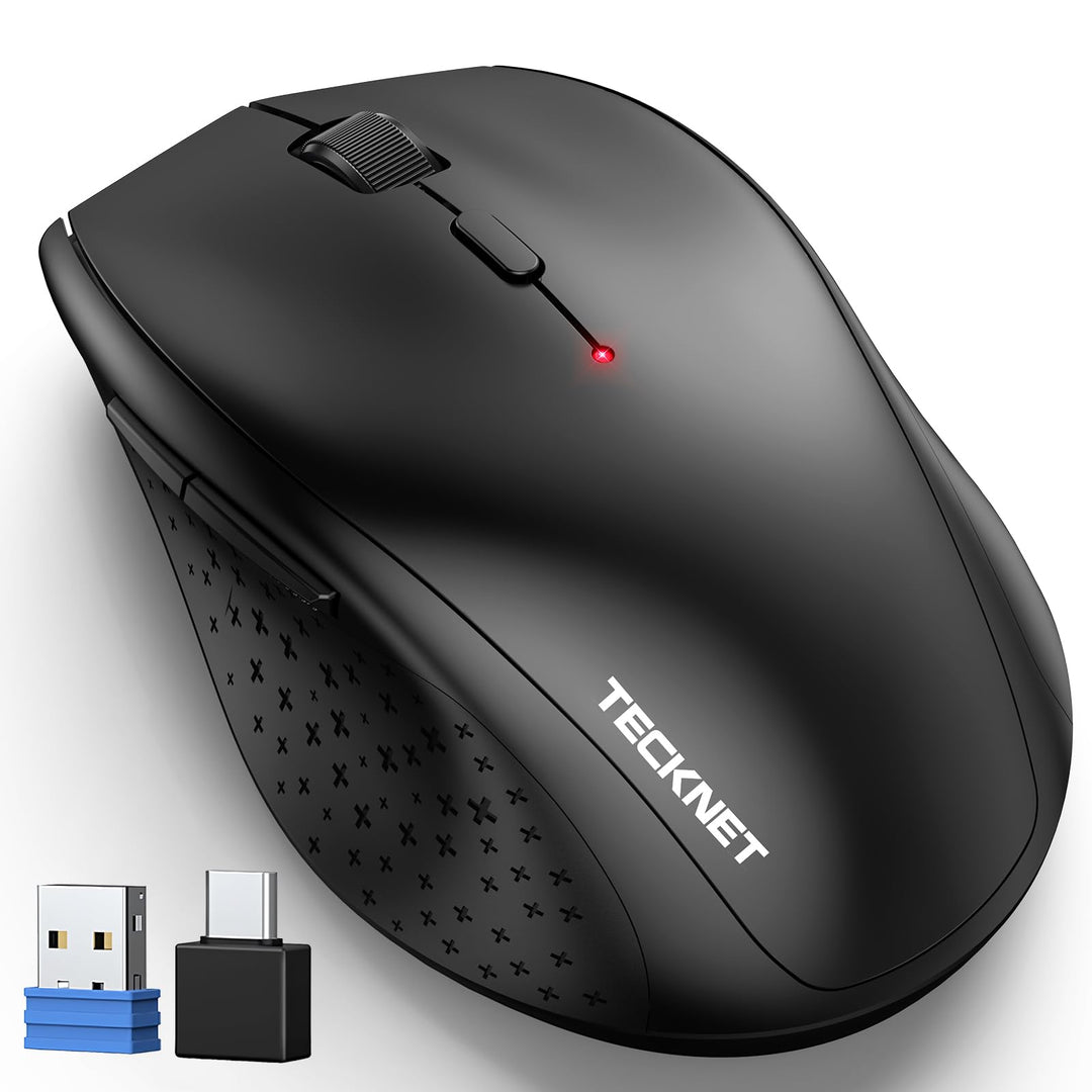 TECKNET Kabellose Maus mit USB-C Adapter, 4800 DPI 2.4G Funkmaus mit USB Empfänger, 30 Monate Batter