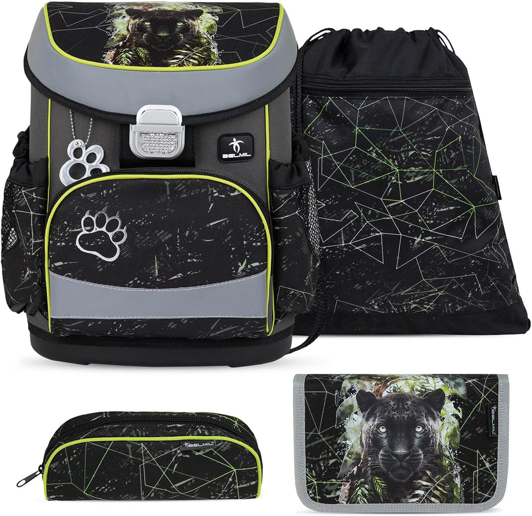 Belmil Mini-Fit Schulranzen Set 4 -teilig (405-33/AG/S) (Black Panther), Black Panther