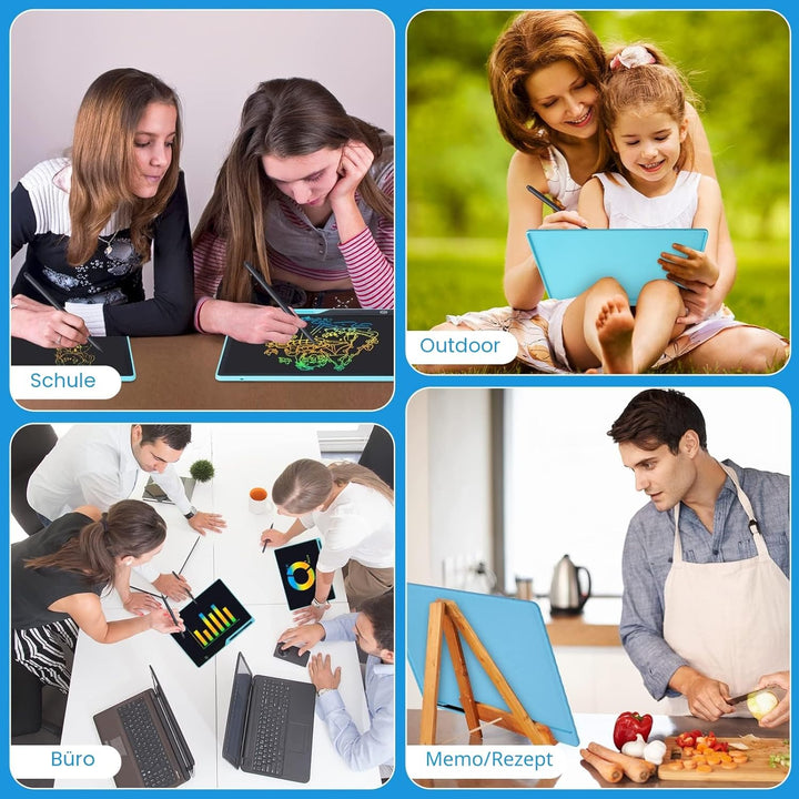 LCD Schreibtafel Kinder 16 Zoll Wiederaufladbar, Maltafel Zaubertafel Bunter Bildschirm Kleinkinder
