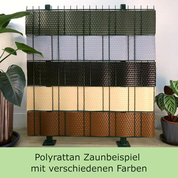 workingHOUSE Polyrattan-Sichtschutzstreifen, Sichtschutz für Doppelstabmatten Zaun, 19 x 255 cm (12