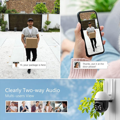 PTZ Überwachungskamera Aussen 2er Set, Ctronics 1080P Kabellose IP Kamera Outdoor WLAN, 350°/90° Sch