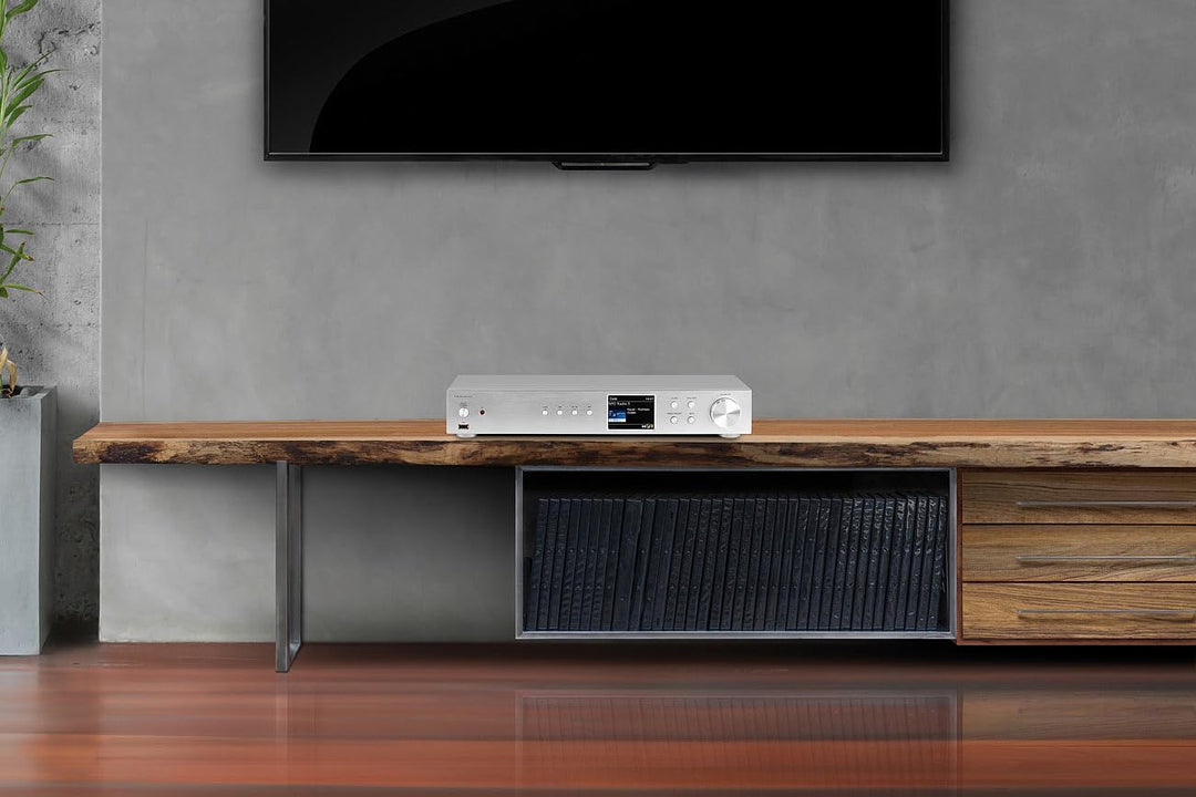 VR-Radio Receiver: Digitaler WLAN-HiFi-Tuner, Internetradio, DAB+, Bluetooth, Silber (HiFi Receiver,
