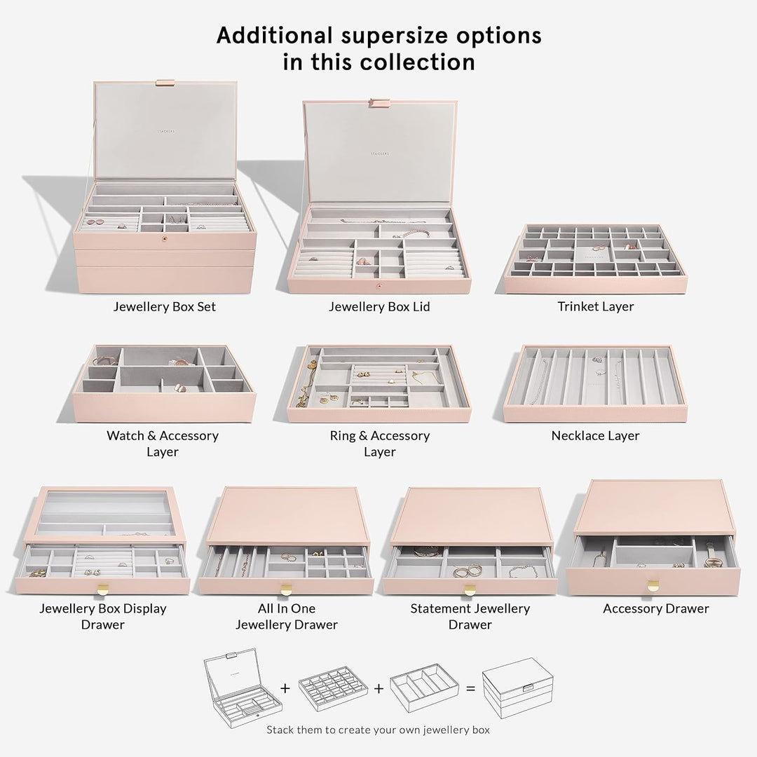 Stackers Blush Supersize Jewellery Box Display Drawer Blush Pink, Blush Pink