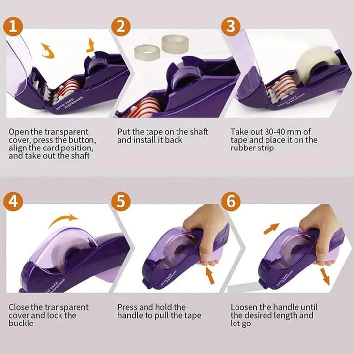 Automatischer Klebebandabroller - Handheld Automatic Tape Dispenser für Geschenke und Pakete Lila, L