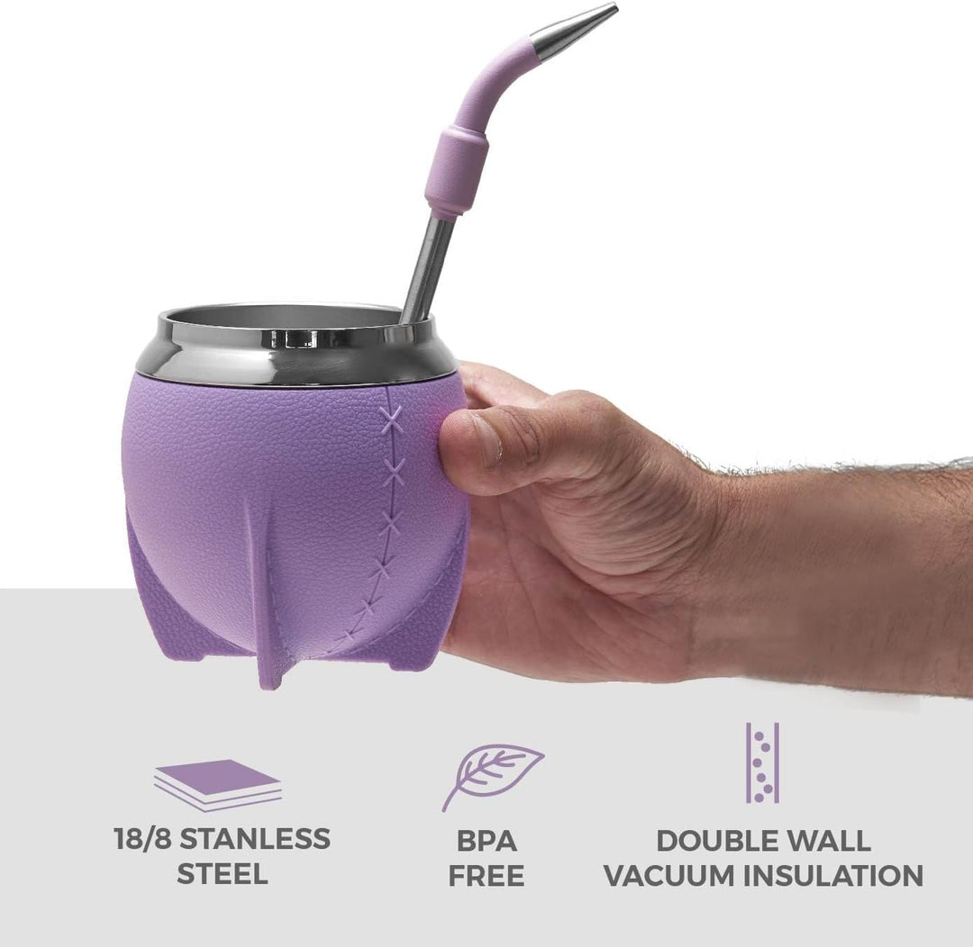 balibetov Yerba Mate Becher und Bombilla Set, inklusive Edelstahl Yerba Mate Kürbis, Premium Bombill