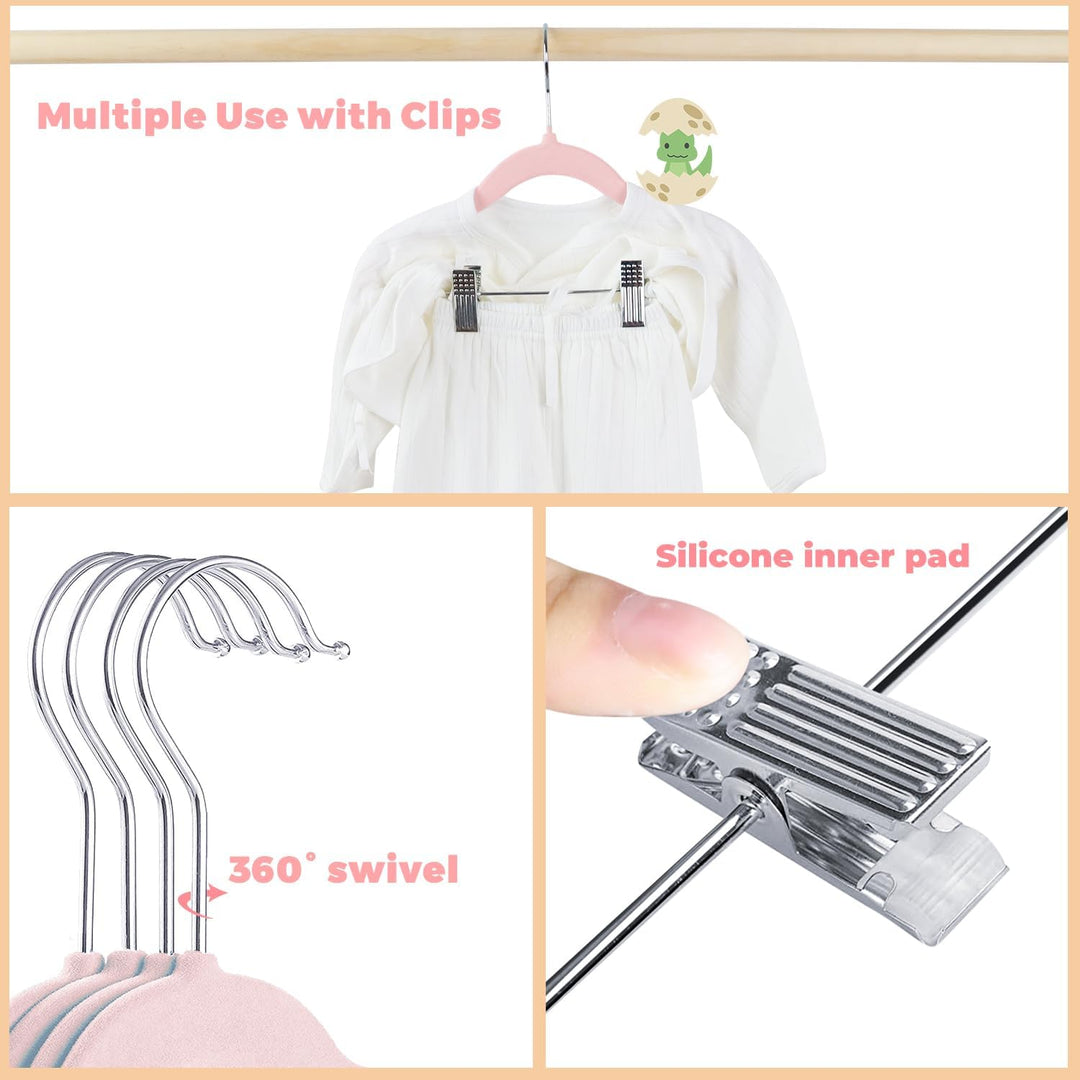 30cm Baby Kleiderbügel mit Verstellbaren Klammern, 16 Stück Hosenbügel, Samt Kinder Kleiderbügel, Ul