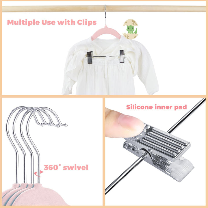 30cm Baby Kleiderbügel mit Verstellbaren Klammern, 16 Stück Hosenbügel, Samt Kinder Kleiderbügel, Ul