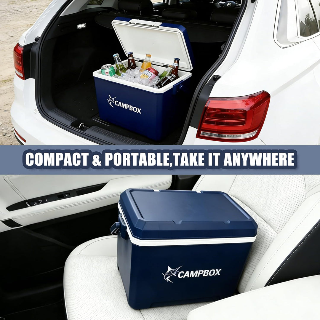 JONRRYIN Kühlbox, Passiv-Kühlbox 24 Liter Bis zu 12 Std. Kühlung, Mobile Cooler Box mit 2 Kühlakkus,