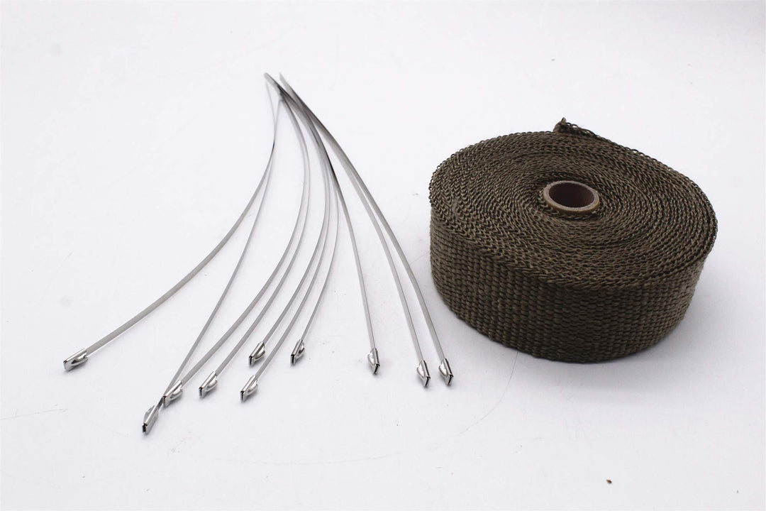 TAKPART 10M x 5cm Hitzeschutzband brauner Hitzeschutz Auspuffband Titan Auspuff Wärmebänder für Moto