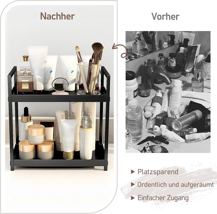 HARLIANGXY Make up Organizer Gross, Kosmetik Organizer Schwarz, Parfüm Aufbewahrung, Skincare Organi