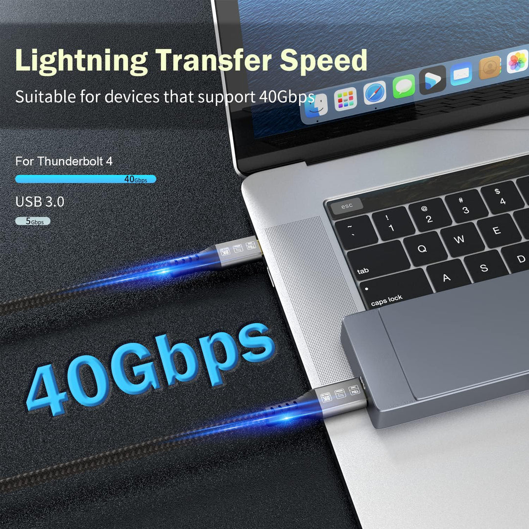 Angusplay USB C Thunderbolt 4 Kabel 40Gbps, USB4 Geflochtene Kabel, 8K 60Hz Video, 100W TB4 Kabel Ko