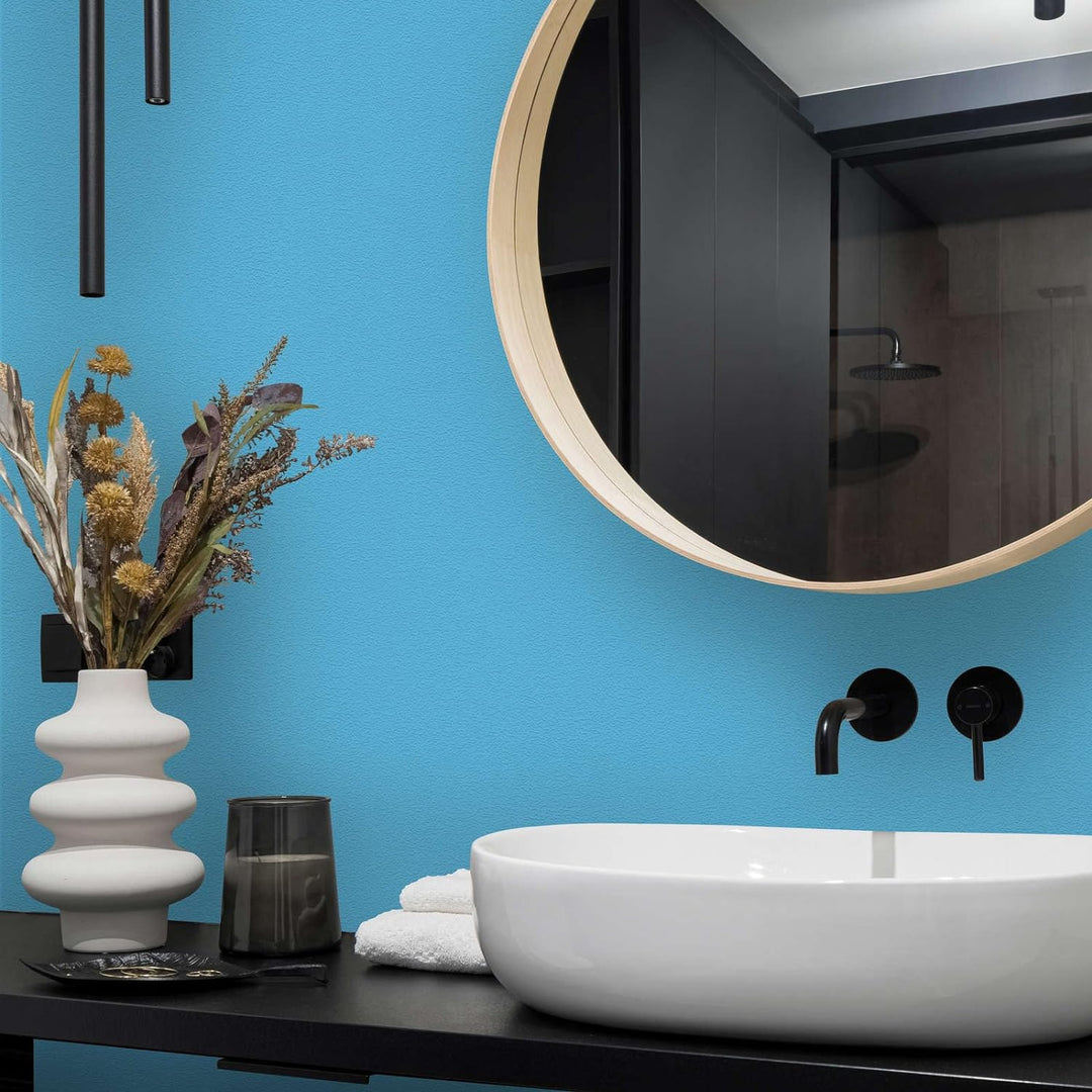 New Walls Premium Wandfarbe Blau, Eisblau Liquid Luxury Dispersionsfarbe für Innenräume – 1 L 1000 m
