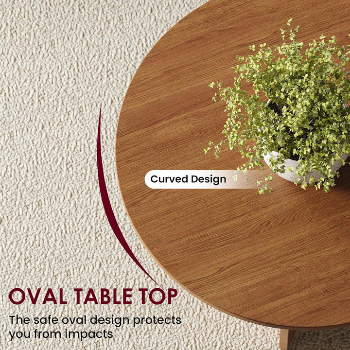 YOUDENOVA Couchtisch Ovaler Beistelltisch Holz Modern Wohnzimmertisch Coffee Table Klein Tisch für W