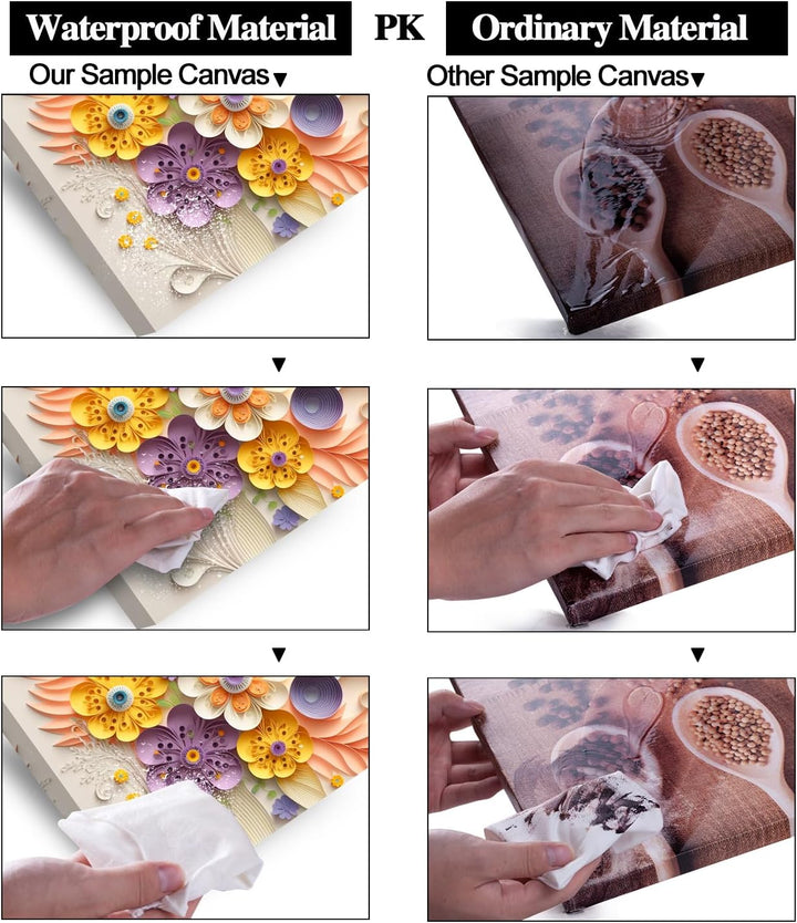 Piy Painting 3 Stk. Leinwand drucken, Elegante Blumen Bilder moderne Gemälde, Blume Wandbilder Leinw