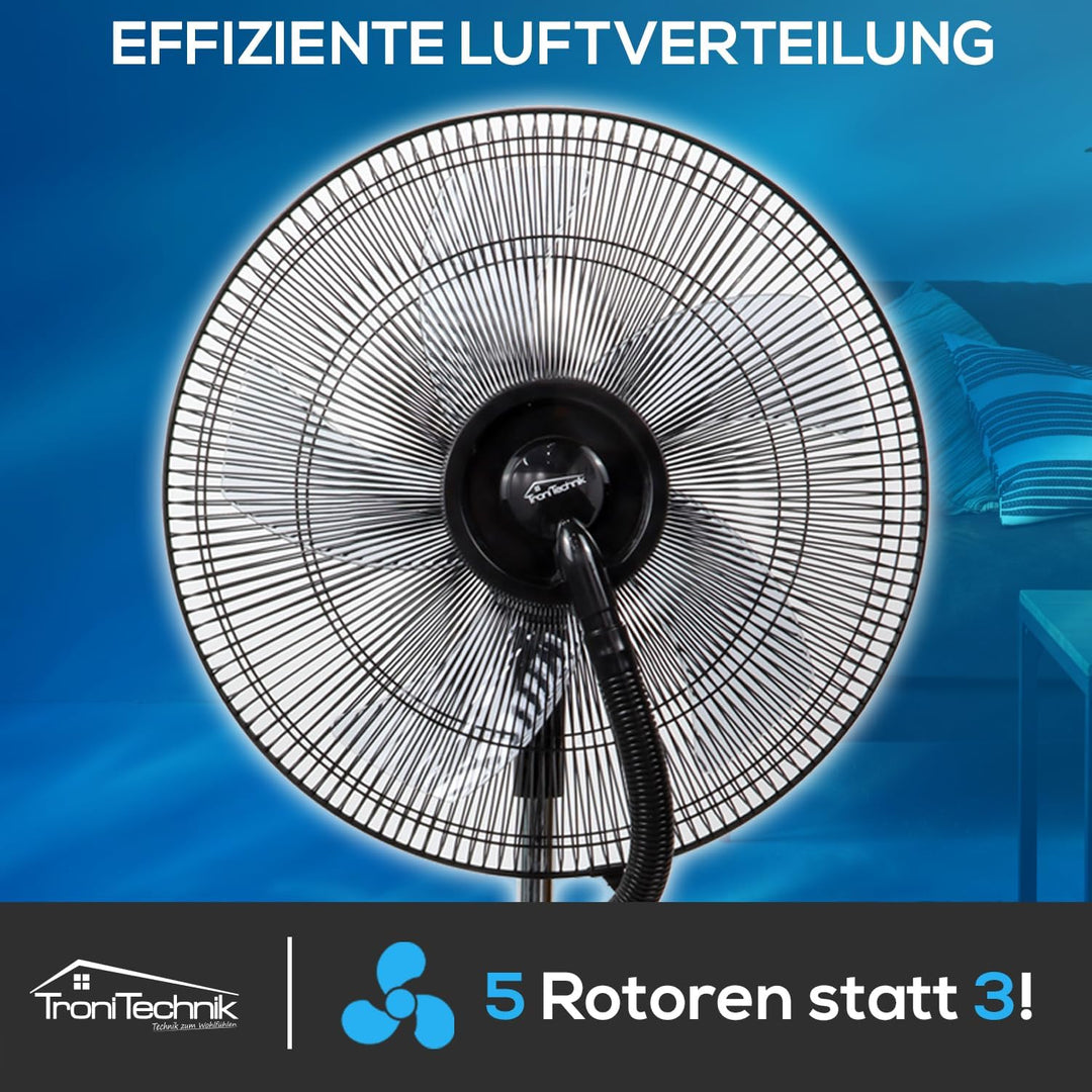 Tronitechnik® Standventilator mit Wasser, Ventilator mit Wasserkühlung Sprühnebel Raumbefeuchter, Fe