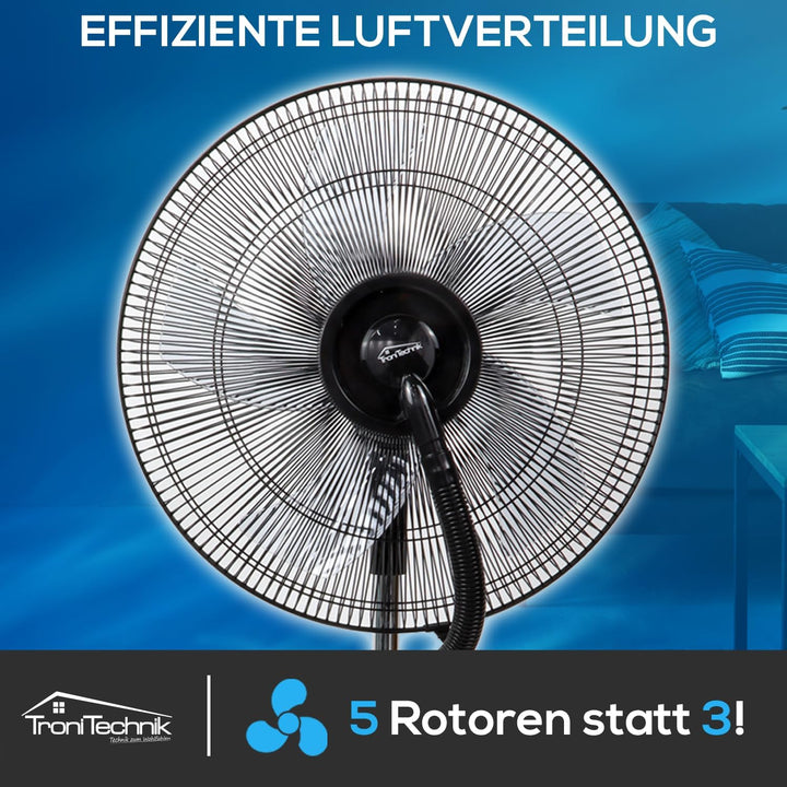 Tronitechnik® Standventilator mit Wasser, Ventilator mit Wasserkühlung Sprühnebel Raumbefeuchter, Fe