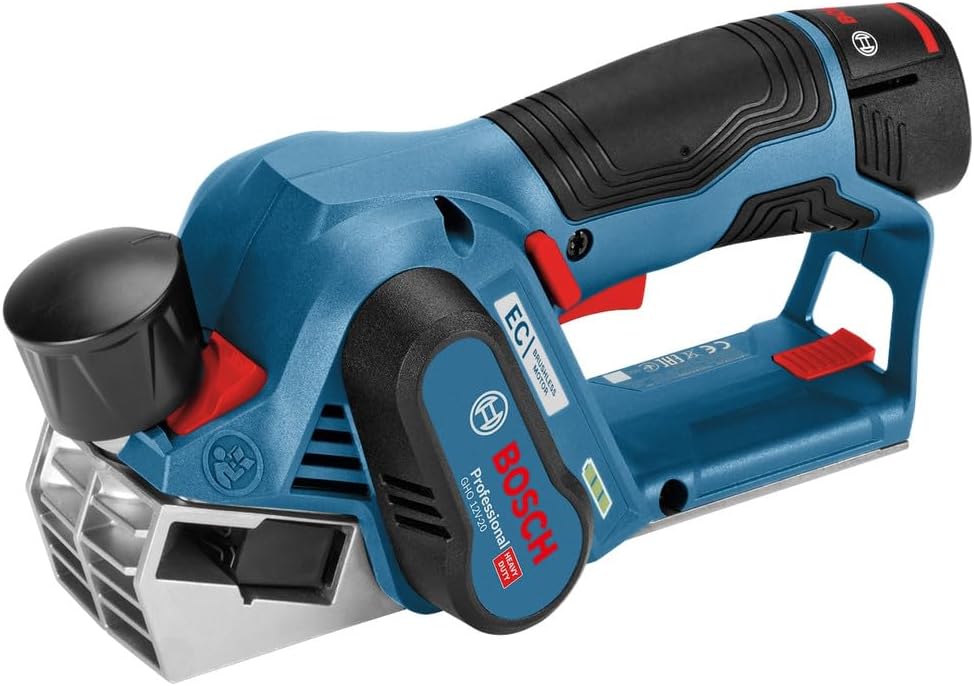 Bosch Professional 12V System Akku Hobel GHO 12V-20 (Hobelbreite max: 56 mm, inkl. 2x3,0 Ah Akku + L