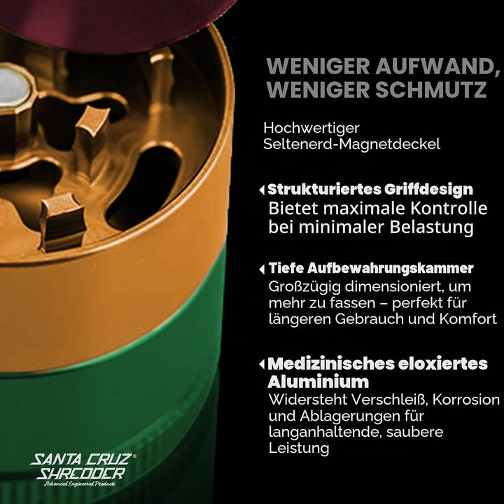 Santa Cruz Shredder Kräutermühle aus Metall, gerändelt, für stärkeren Griff, 3 Stück, klein, 4,3 cm
