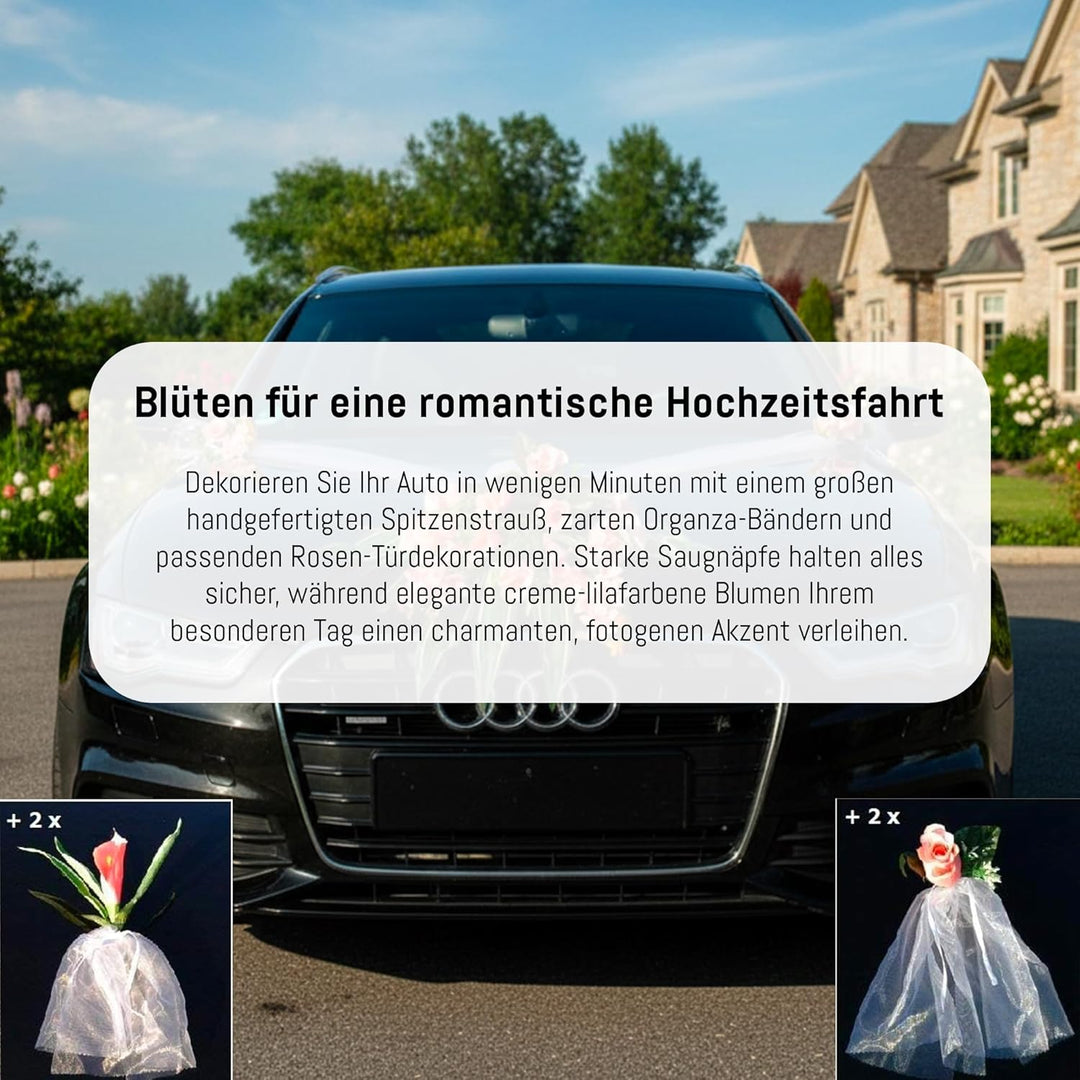 Spitze STRAUss Auto Schmuck Braut Paar Rose Deko Dekoration Autoschmuck Hochzeit Car Auto Wedding De