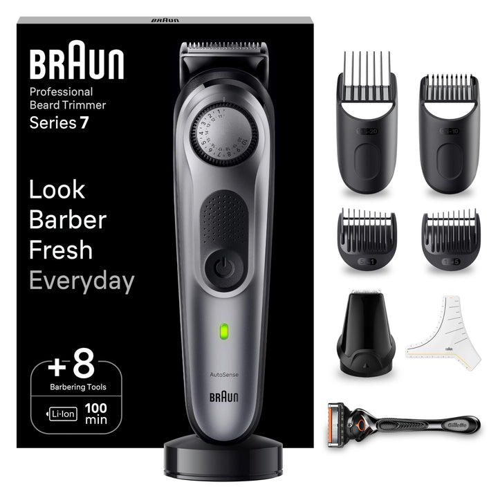 Braun Barttrimmer, Trimmer/Haarschneider Herren, Haarschneidemaschine Profi, 40 Einstellungen, Lades