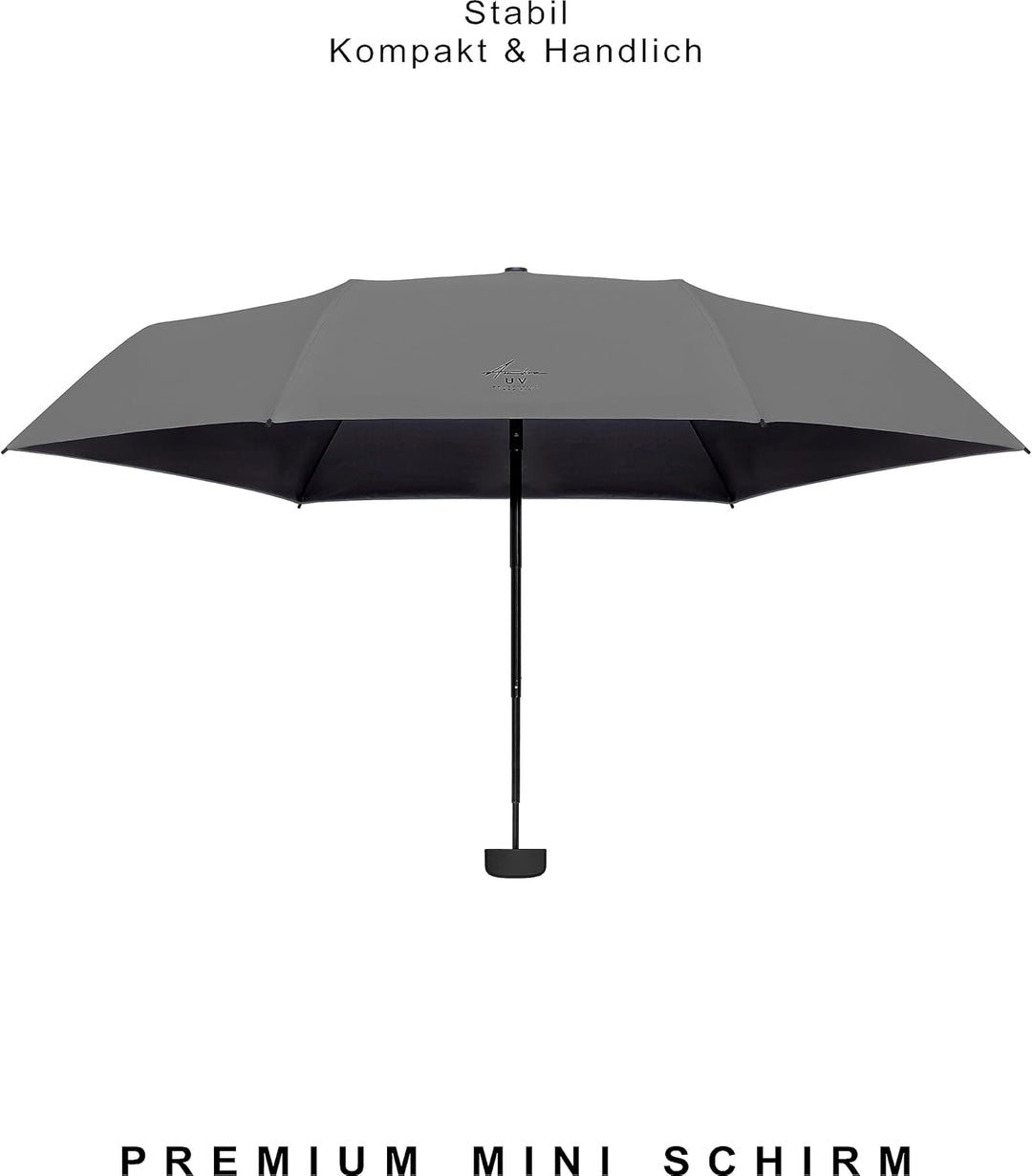 Ambra UV: Regenschirm mit UV-Schutz. Windfester Mini-Taschenschirm für Regen und Sonne. 220 g 18 x 5