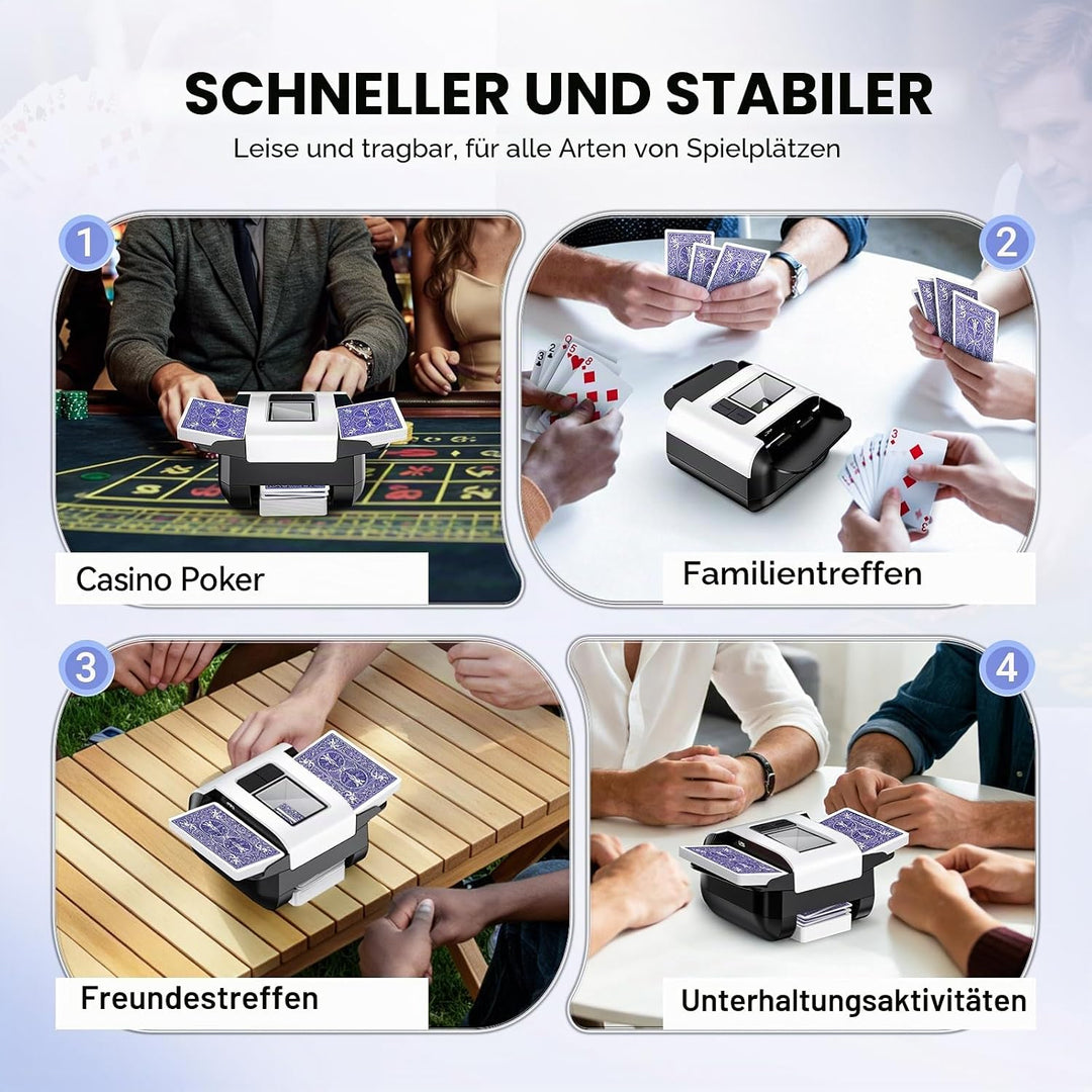 Automatischer Kartenschüttler für 1–2 Kartenspiele mit Zwei Modi (automatisch/manuell), über USB-C a
