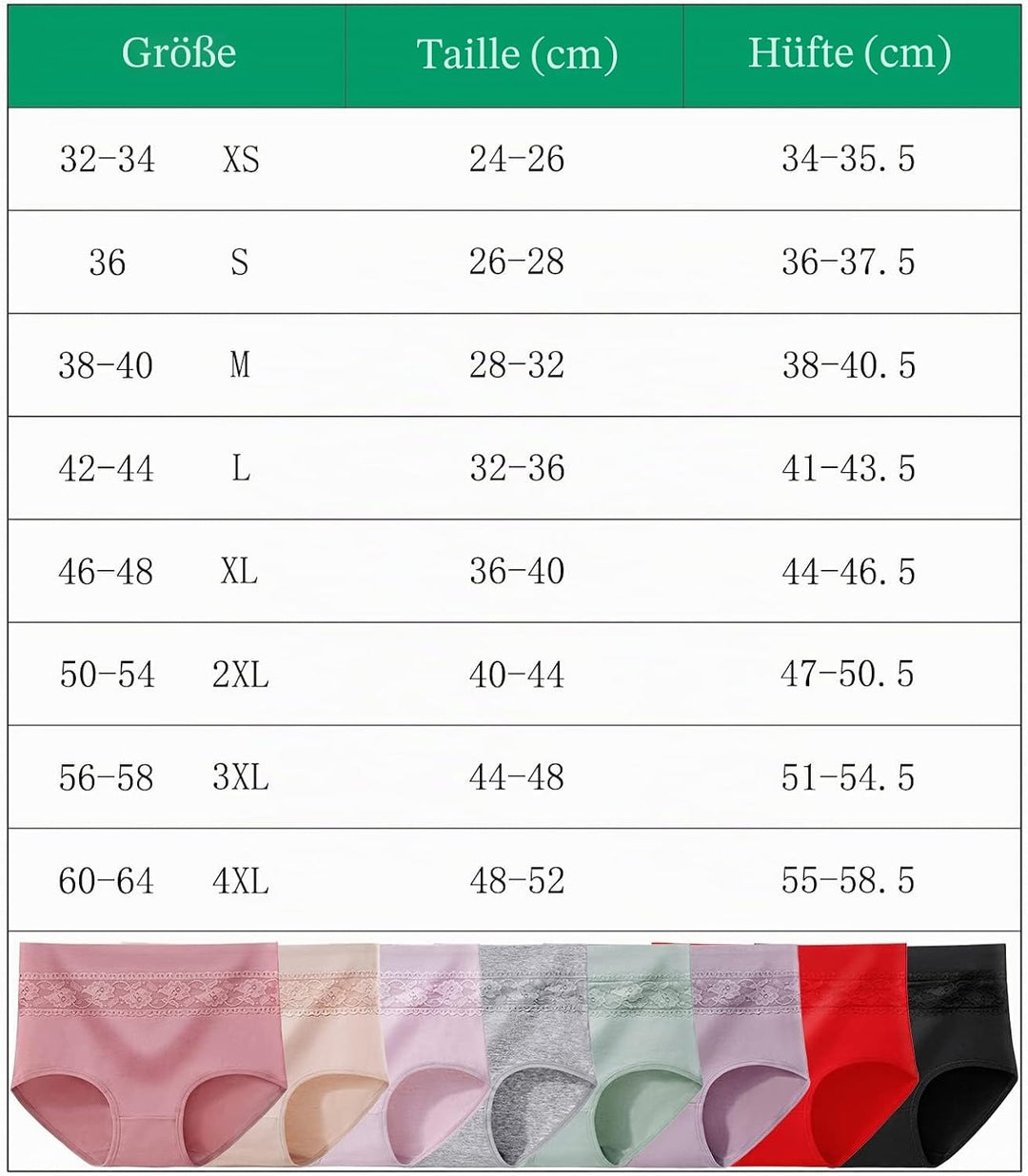 Xaanelr Damen Unterhosen Hipsters Stretch Baumwolle Hohe Taille Slips Weich Unterwäsche für Frauen M