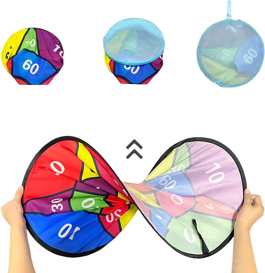Sarini 72 cm doppelseitiges Dartboard-Set mit 12 Klebebällen, 2 Dartpfeilen, Partyspiele für drinnen