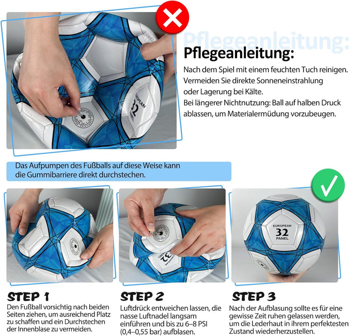 Fussball Grösse 4/5 Kinder,Fussball Kinder,Standard Trainingsfussball, Lederfussball,Verhindern Spre