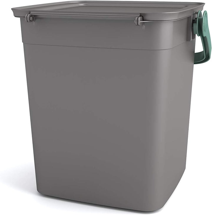 Curver Kis Smart Bio Komposteimer 9L mit Deckel und Henkel, grau/grün, 25.5 x 23 x 25 cm