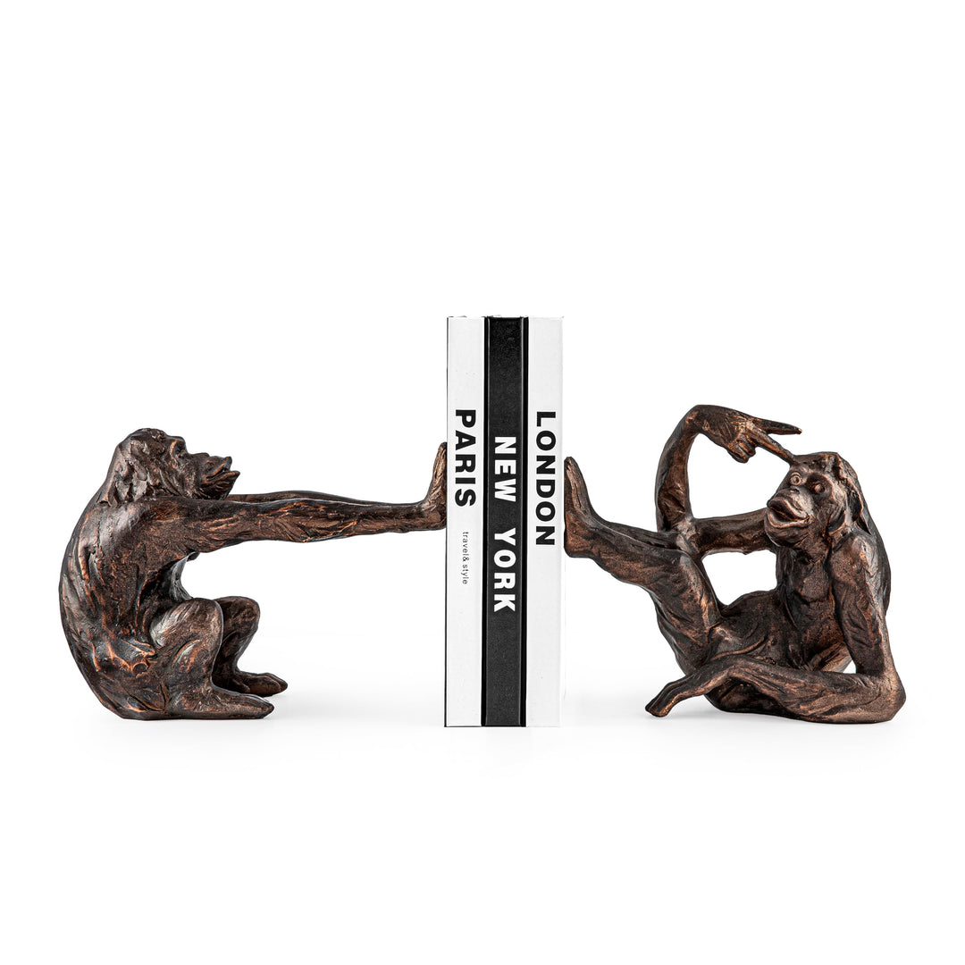 Buchstützen Affen | dekorative Affen Buchstütze aus Kunststein (Polyresin) | Bookend ist 2,5 KG schw
