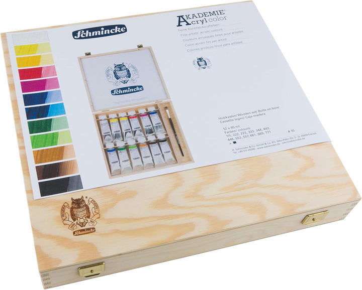 Schmincke – AKADEMIE Acryl, 12 x 60 ml-Tuben, 76 014 097, 12 brillante, hoch lichtechte Farbtöne im