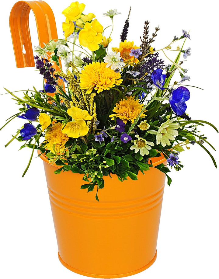 alles-meine.de GmbH 5 Stück Hänge - Blumentöpfe/Hängetöpfe/Pflanzschale - Metall - Ø 17 cm - orange