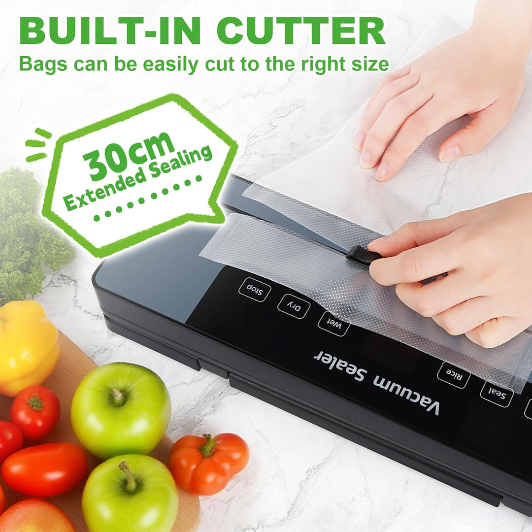 Vakuumiergerät, Vak-uumierer Lebensmittel 8 x Länger Frisch mit Eingebauter Cutter, 30cm Stabile Sch